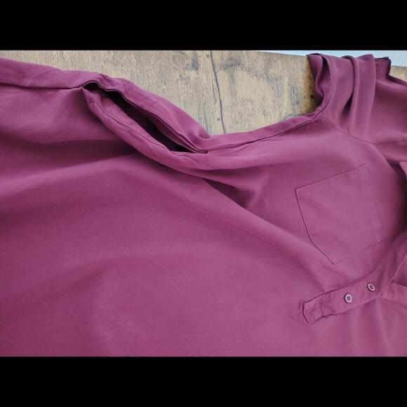 Tunic Shirt Dress Maroon 3/4 Adjustable Sleeve Buttons 3 Pockets, Size M - Picture 6 of 9